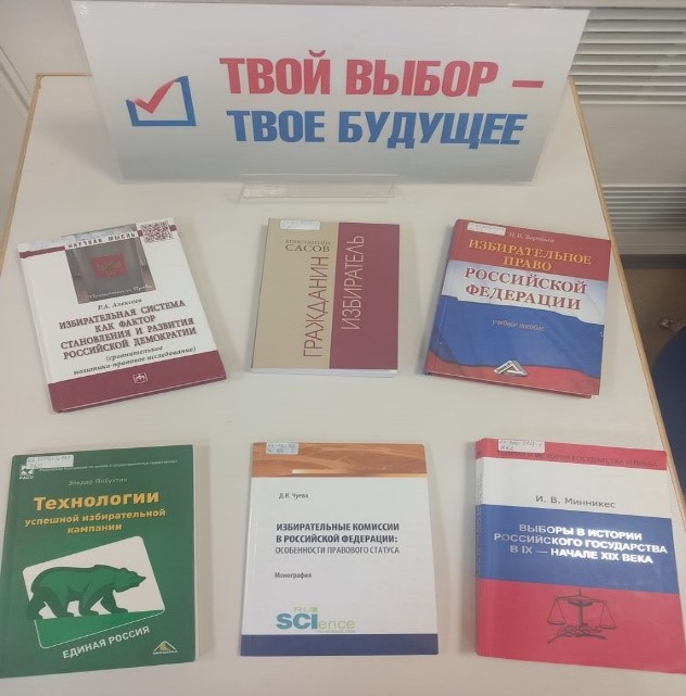 Фото 3. Книжный издания по избирательной системе РФ.  На столе лежат 6 книг. 